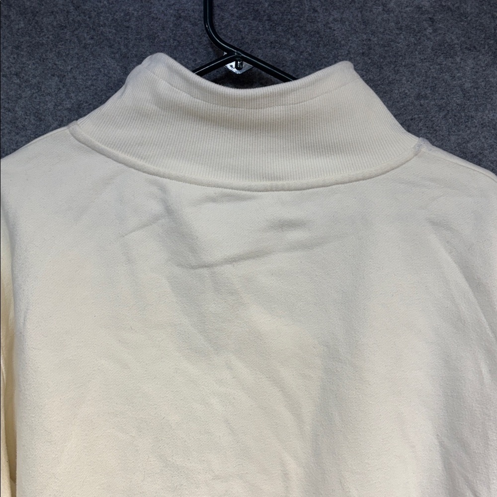 Varley Wood Sweat cream  Ribbed long sleeve cotton blend high neck cinch shirt - Picture 6 of 12